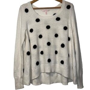 Victoria Secret Oversized White Black Polka Dot Soft Angora Blend Sweater XS